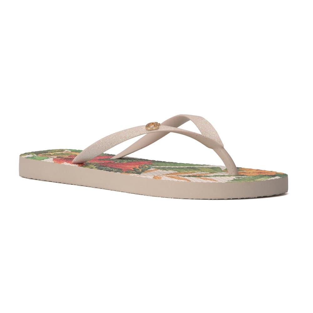 Elegant Off White/Gold Printed Flip-Flops CS - Brazil - Image 1