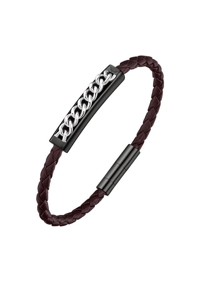 POLICE Fetter Brown Leather Gent's Bracelet PEAGB0005232 - Image 1