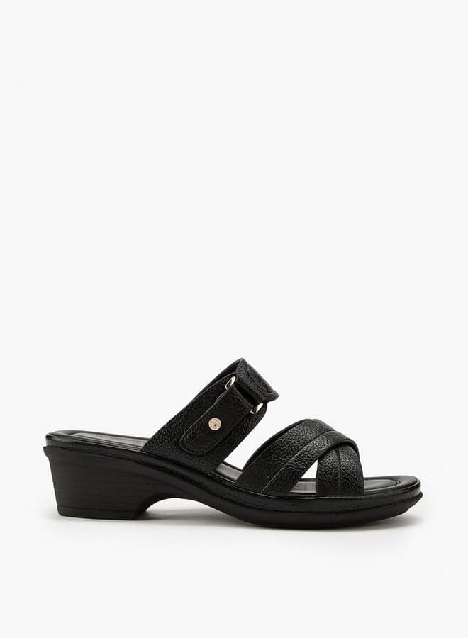Onexak25043 Elegant Criss-Cross Textured Black Sandals - Image 1