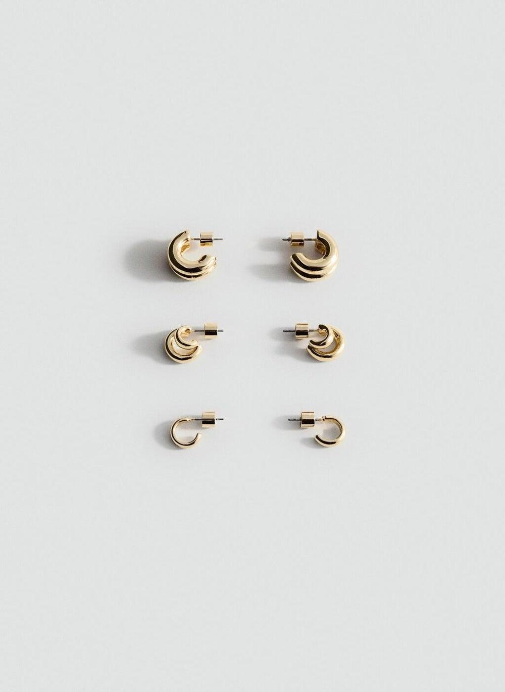 MANGO Women's Elegant Hoop Earrings Trio Set - Image 1