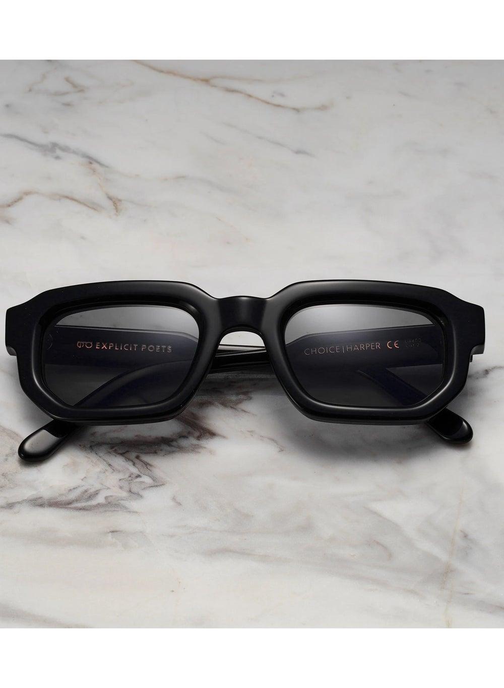 A7EP3 HARPER Black - Gray Rectangular Sunglasses by Explicit Poets - Image 1