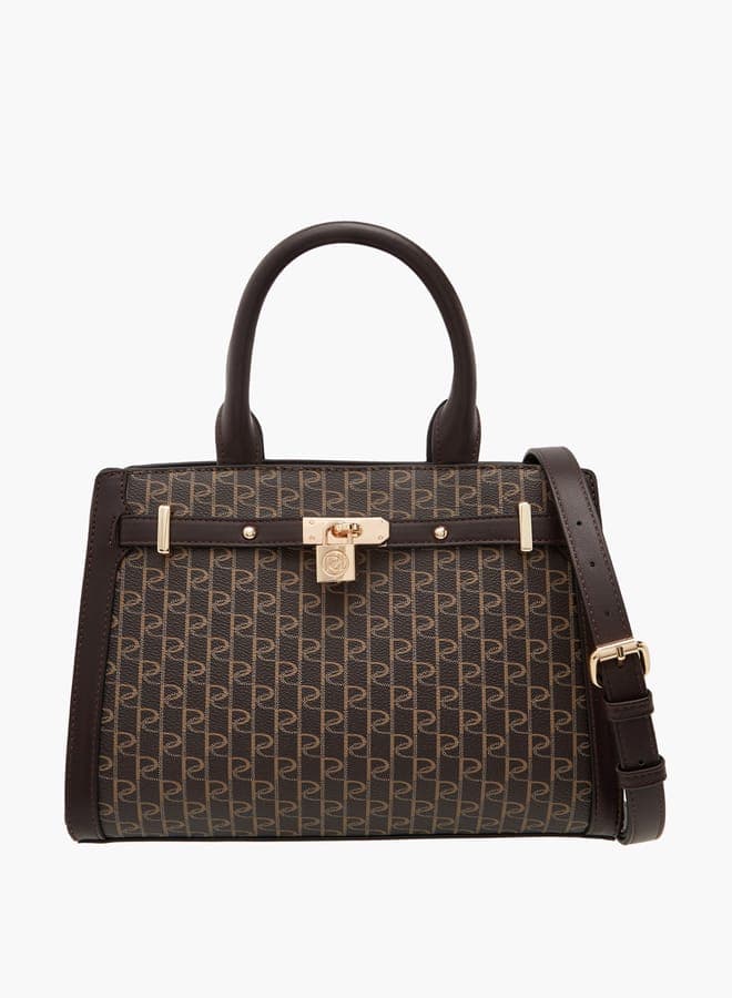 Paprika Monogram Elegance Tote Bag - Detachable Strap & Zip - Image 1