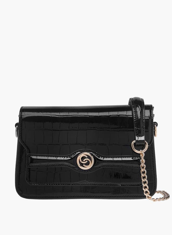 Celeste Elegance Crossbody: Textured Chic with Chain Strap - Image 1