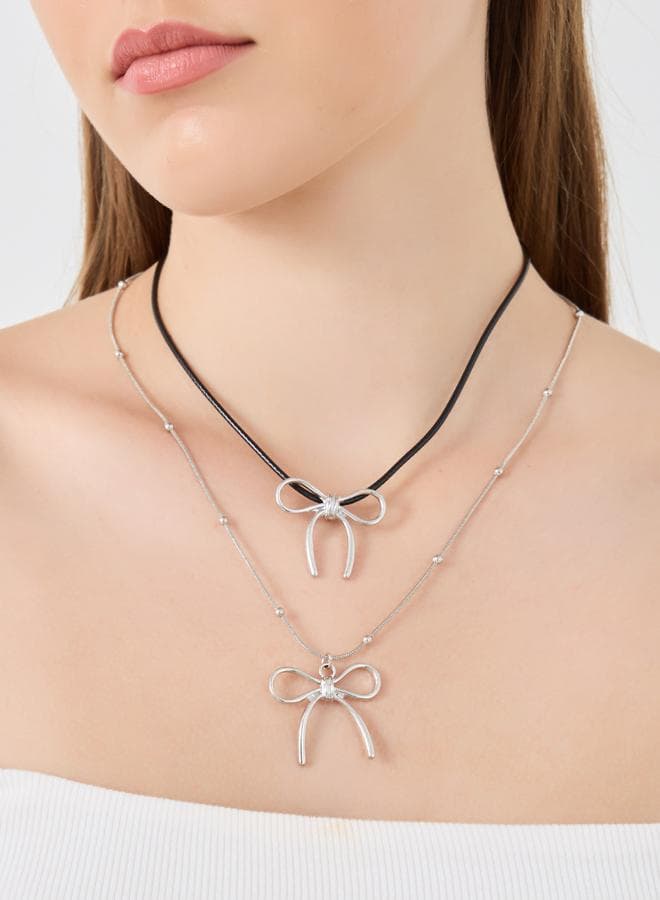 Elegant Ribbon Pendant Duo Necklace Set - Styli Style - Image 1