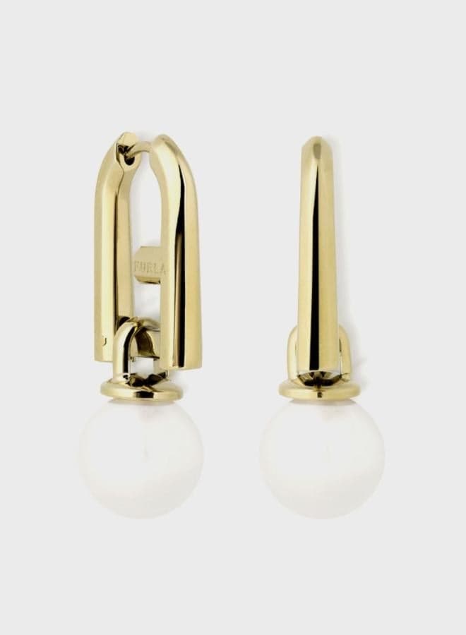 Furla Arch Gold Plated Pearl Drop Earrings for Women - Image 1