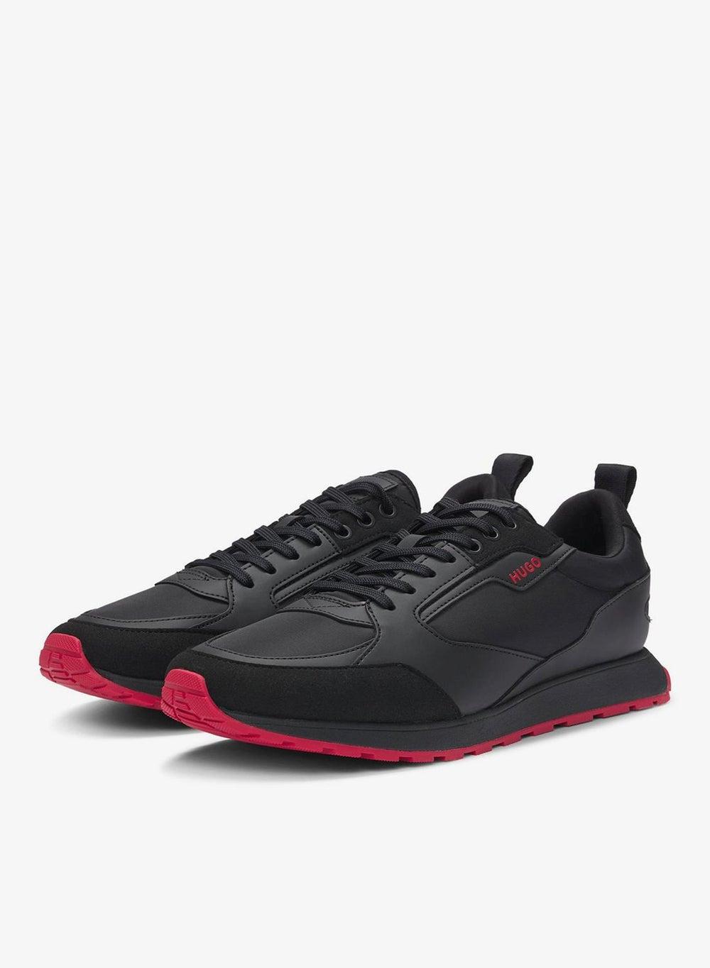 HUGO Retro-Inspired Mixed-Material Low-Top Sneakers - Image 1
