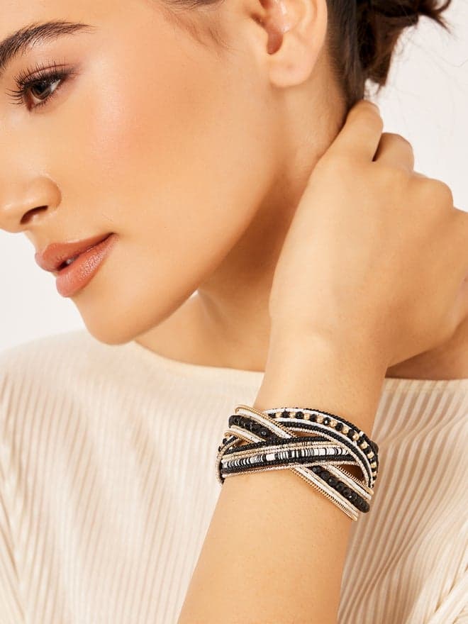 Styli Beaded Cuffed Bangles - Elegance Meets Versatility - Image 1