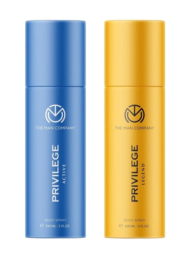 Privilege Active Duo Deodorant Set - Long-Lasting Elegance in Blue & Gold - Image 1