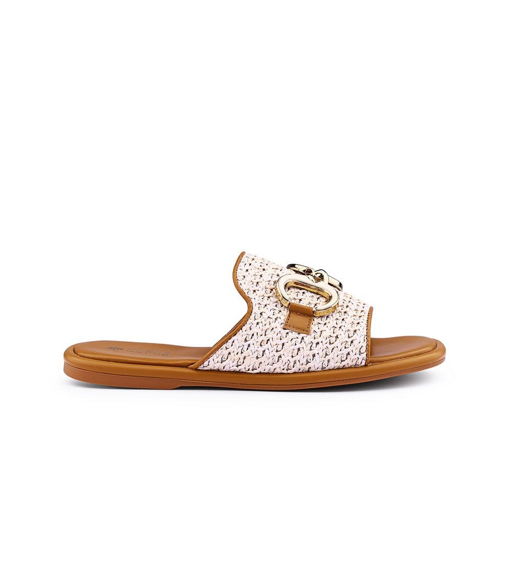 Chic OffWhite Woven Flat Sandals for Women - Image 1