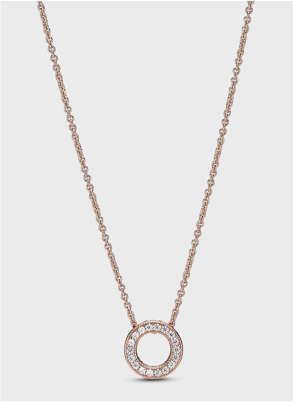PANDORA Signature Logo Pavé Collier Necklace in 14k Rose Gold - Image 1