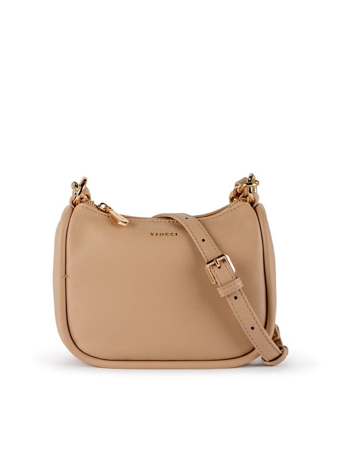 Vincci Elegance: Chic Brown Shoulder Bag with Chain Strap - Image 1
