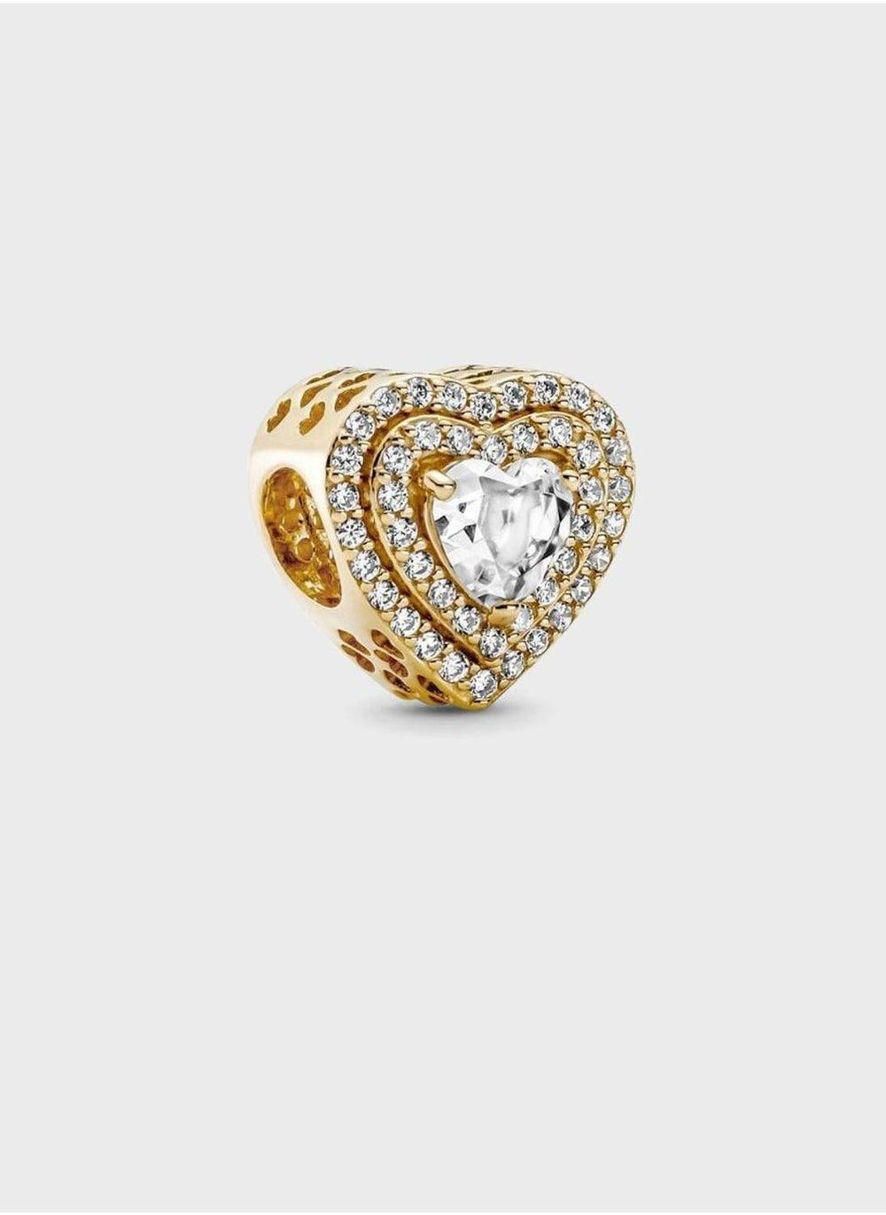 PANDORA Sparkling Leveled Hearts Charm 14k Gold - Image 1