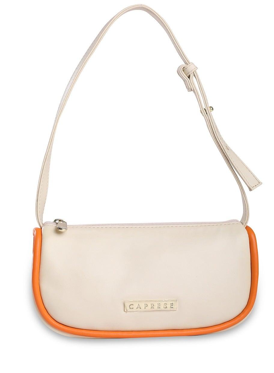 Gracie Solid Cream Baguette - Medium Faux Leather Elegance - Image 1