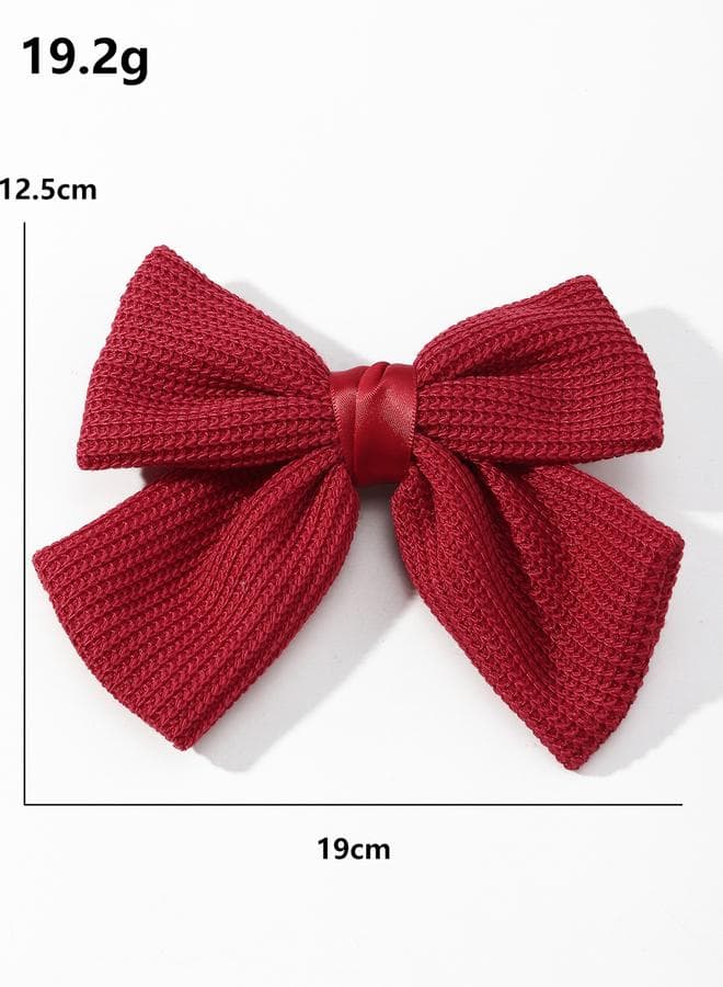 Elegant Red Textured Bow Hair Clip - Image 1