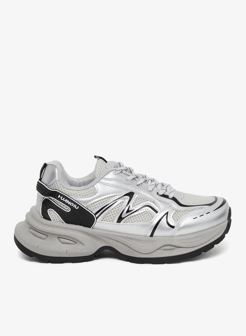 Styli Women Grey Metallic Chunky Low-Top Sneakers - Image 1