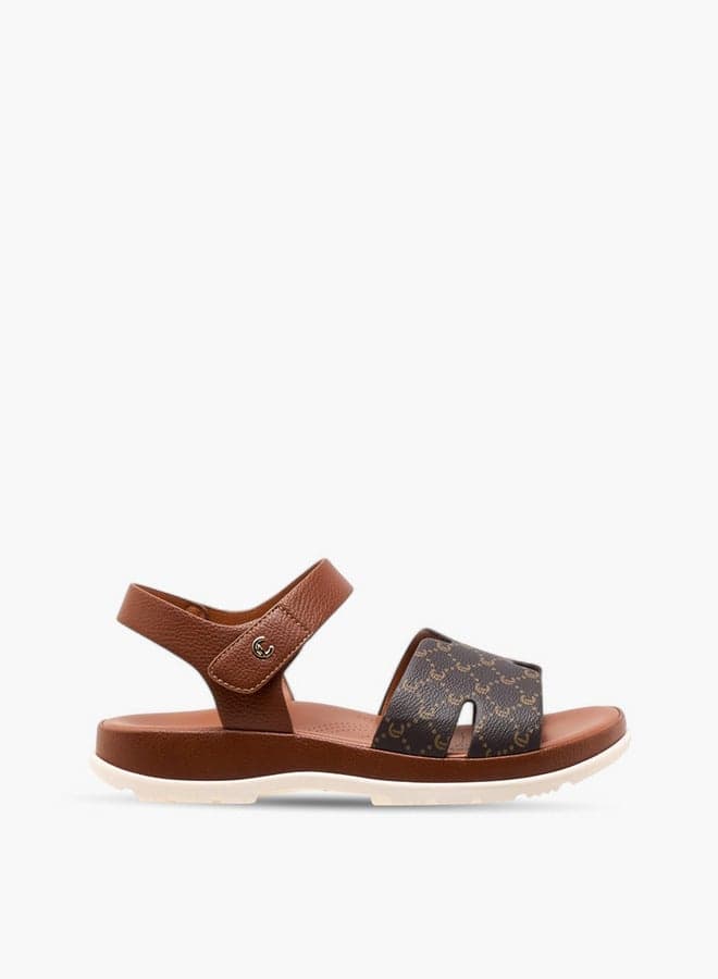 Elegant Monogram Print 490272 L6Brown Comfort Sandals - Image 1