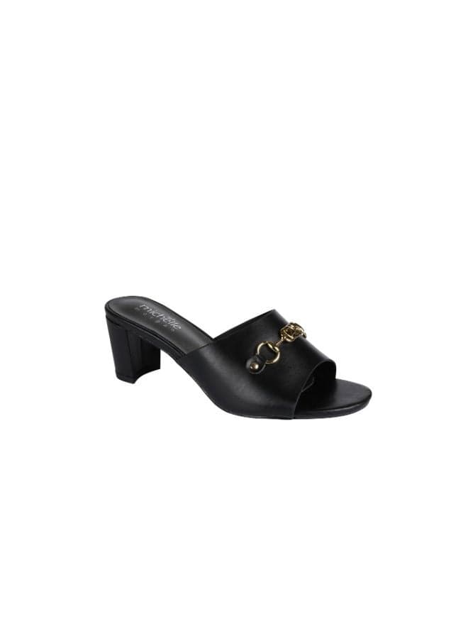 Michelle Morgan 213RC193 Elegant Mid Heel Mules in Black - Image 1