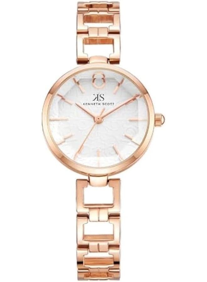 KENNETH SCOTT K23514-RBKW Elegant Rose Gold Analog Watch, 28mm - Image 1