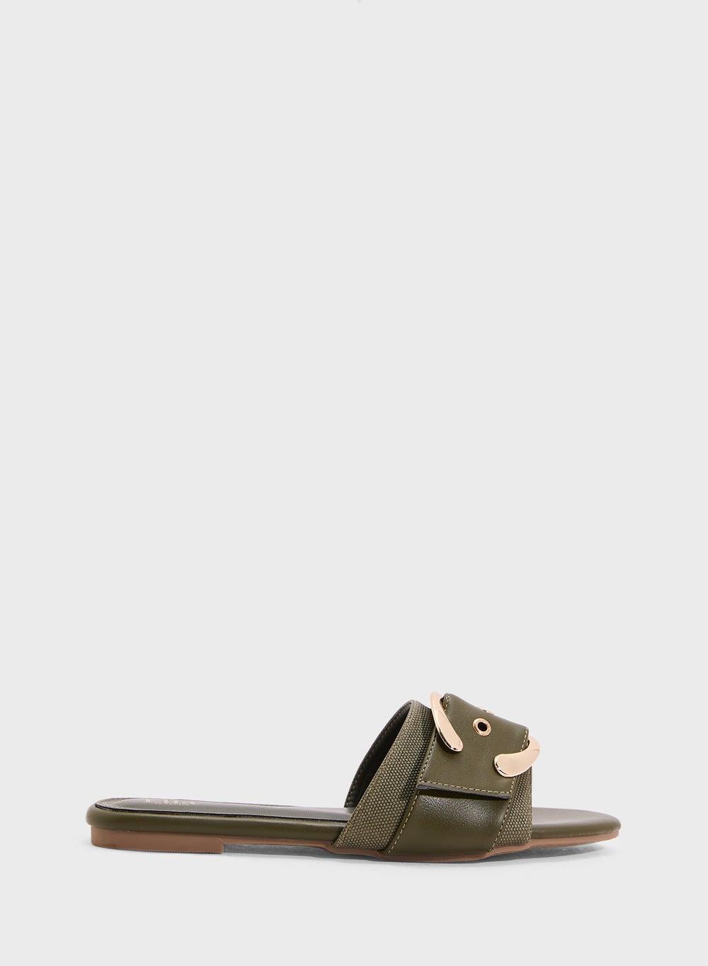 Elegant Green Buckle Slide Sandal Style No: 20182 A1266 - Image 1