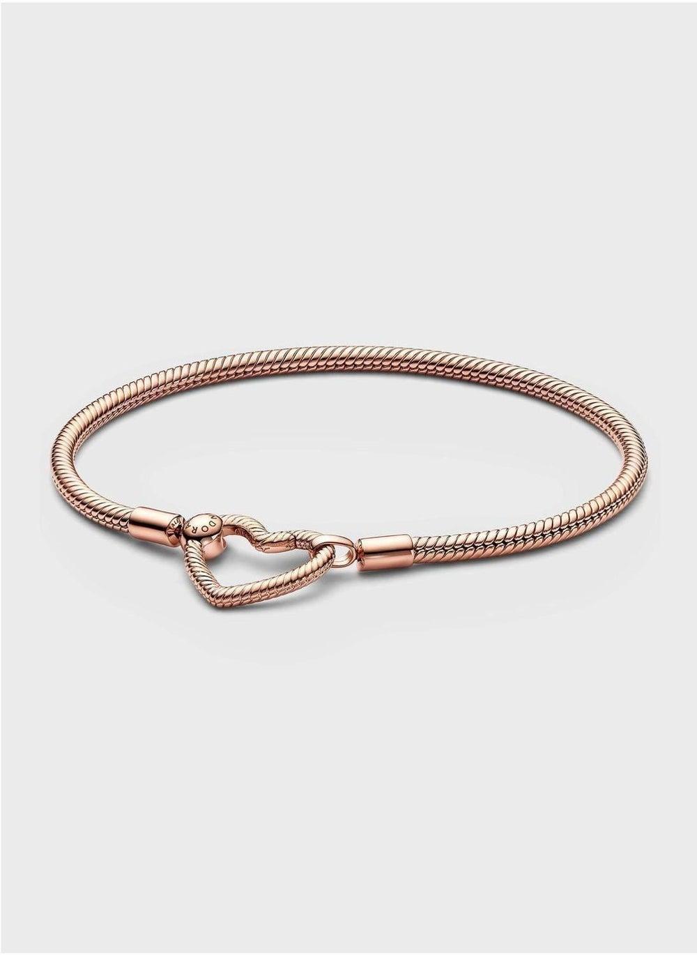 PANDORA Heart Closure Snake Chain Bracelet in 14k Rose Gold - Image 1