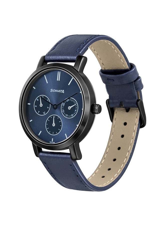 Sonata 8164NL04 Leather Chronograph - Elegance in Blue - Image 1