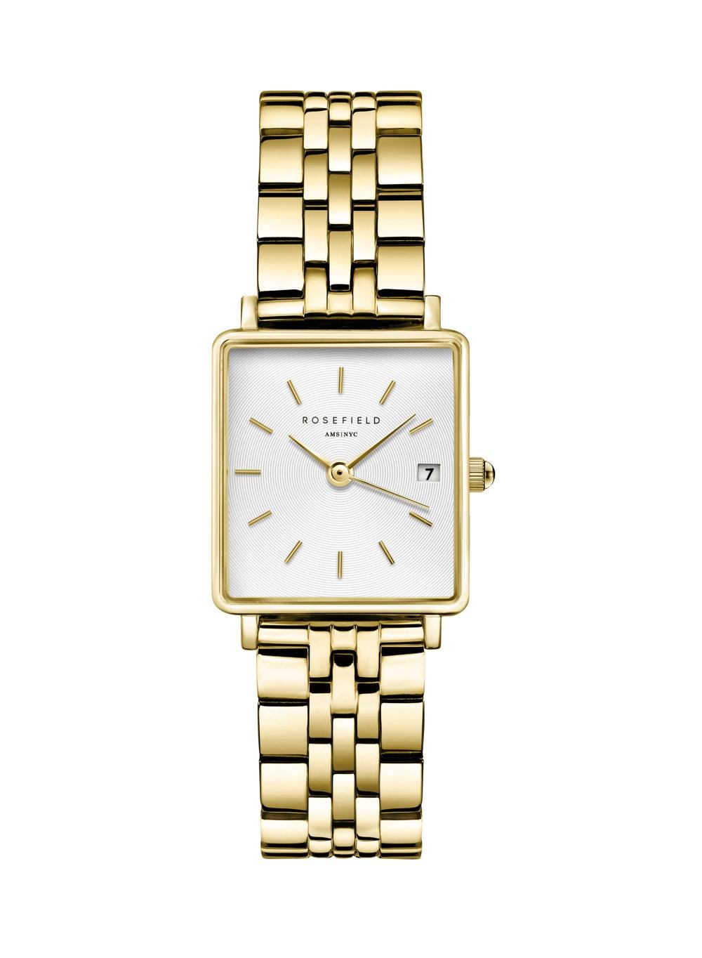 RoseField Boxy XS White Sunray Gold Steel Watch - QMWSG-Q021 - Image 1