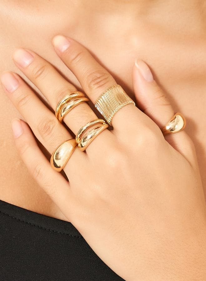 Styli Elegance Collection - Set of 8 Solid Cuff Rings - Image 1