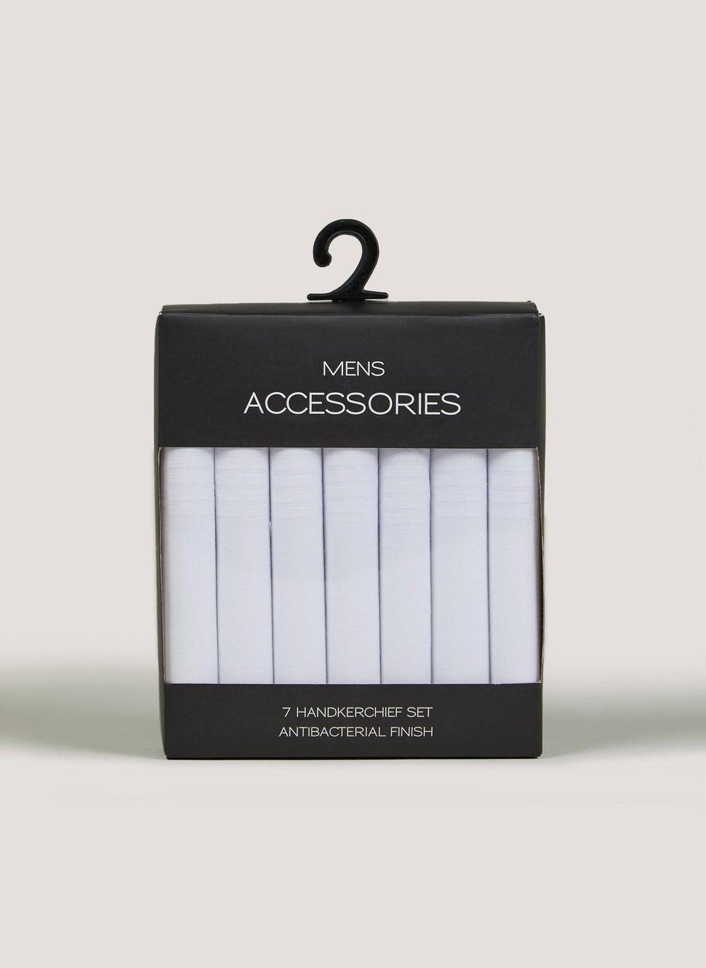 Matalan Elegant White Cotton Handkerchiefs 7 Pack for Men - Image 1