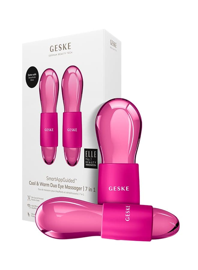 GESKE 7-in-1 Cool & Warm Eye Massager | Magenta Borosilicate Glass - Image 1