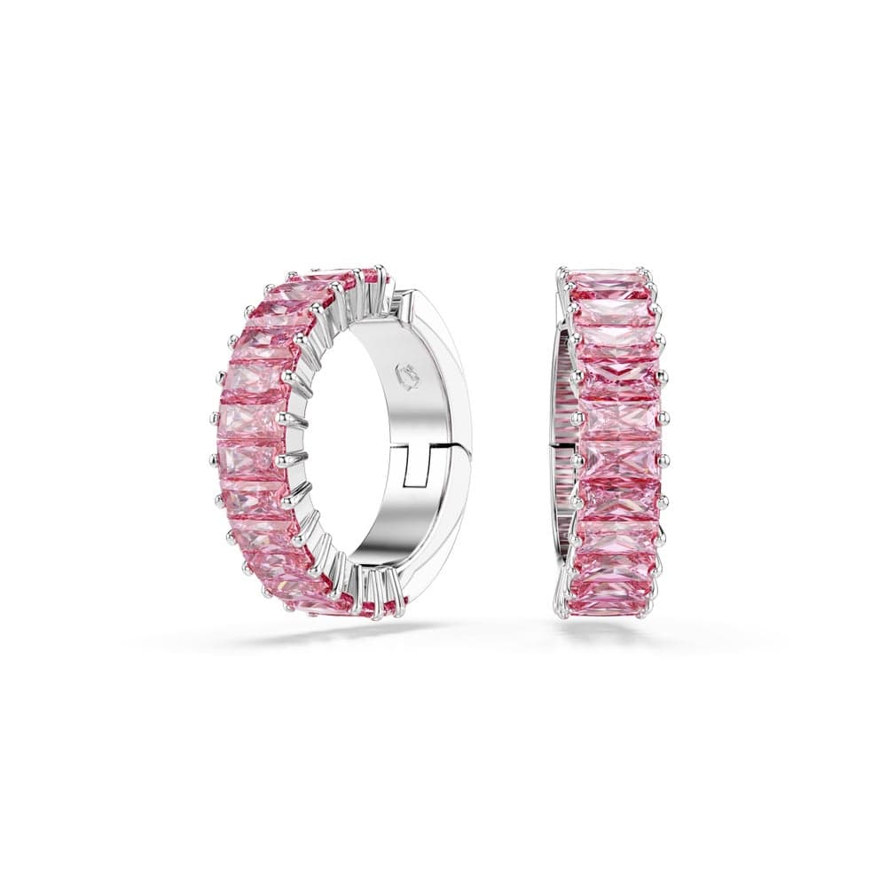 SWAROVSKI Matrix:Ec Pink Zirconia Hoop Earrings - Image 1