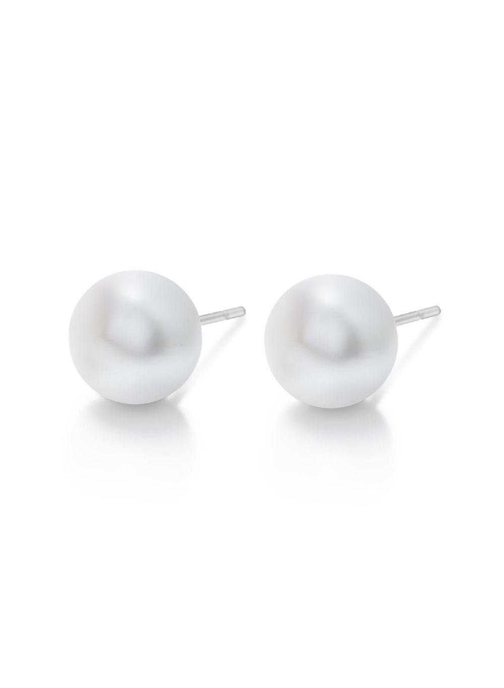 Seona PERLA 10mm White Pearl Studs - Bold Elegance for Women - Image 1
