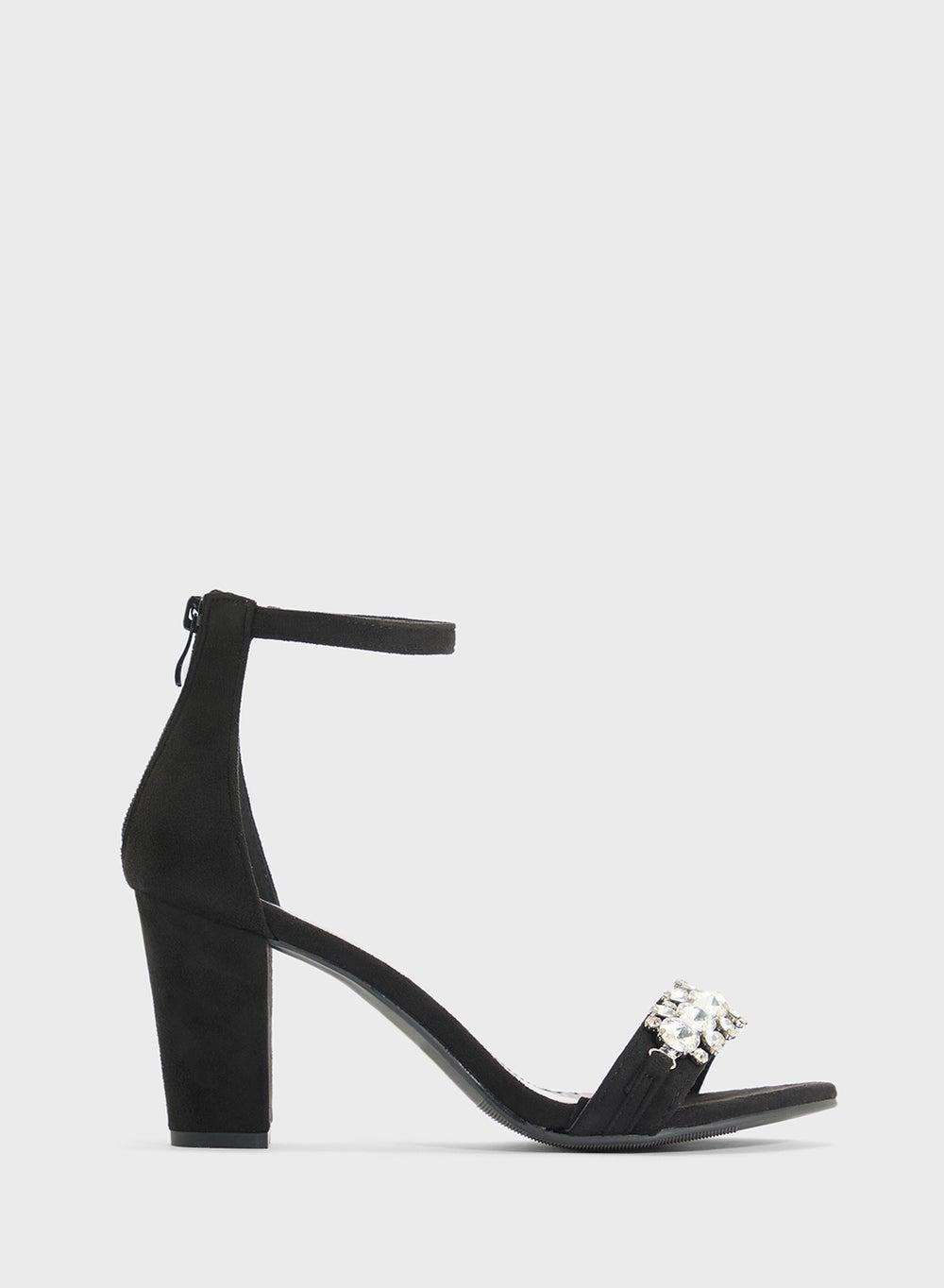 F6023Af1 Luxe Black Sandal with Embellished Strap - Image 1