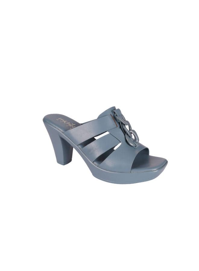Michelle Morgan 214RJ519 Elegant Blue Square Toe Heeled Sandals - Image 1