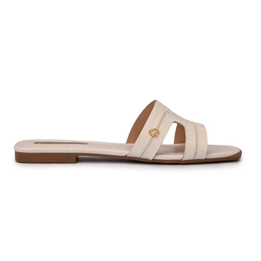 Elegant Bianco White H-Strap Flat Sandals - Image 1