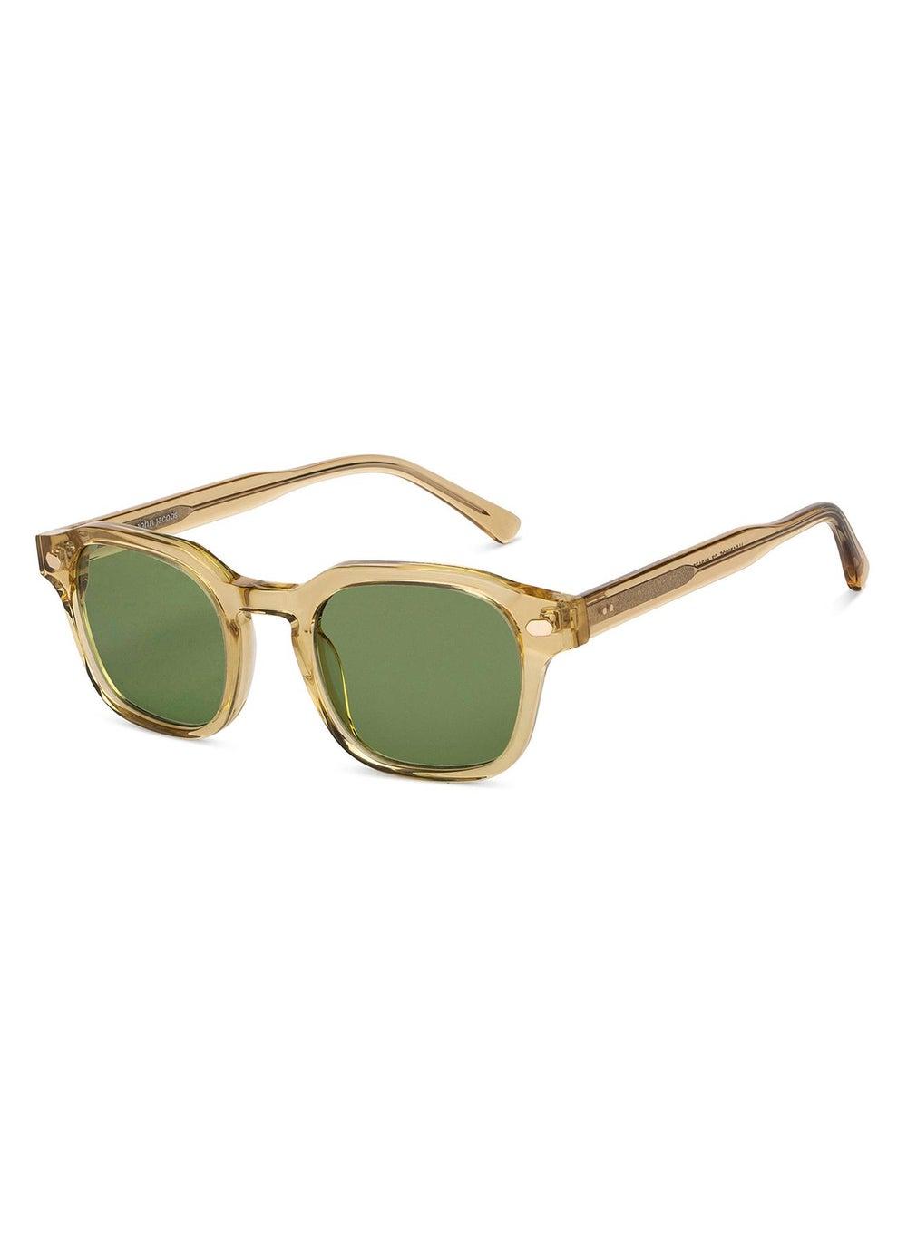John Jacobs JJ S13082S Gold & Green Square UV Sunglasses - Image 1