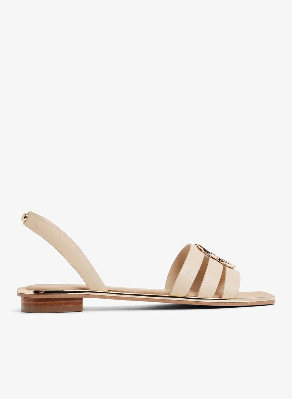 Francos Light Beige Slingback Elegance: Flat Sandals - Image 1
