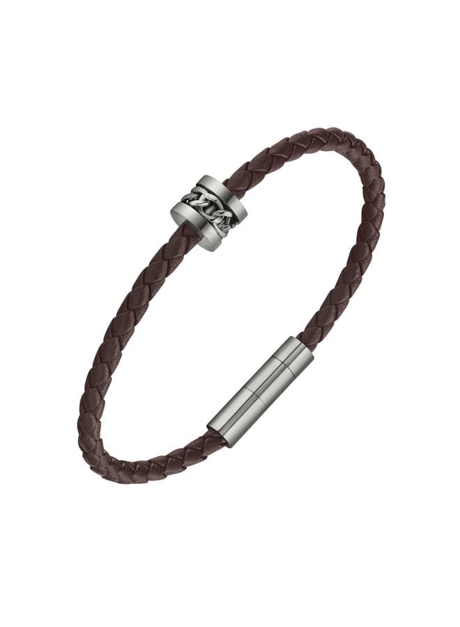POLICE Fetter Men's Bracelet Stainless Steel and Brown Leather PEAGB0005225 - Image 1