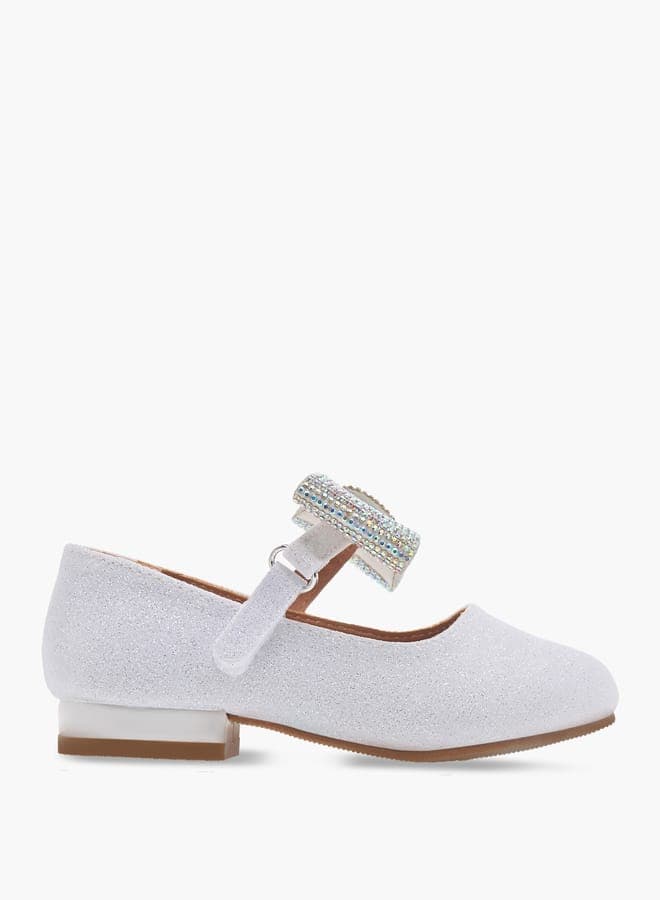 Bella Bow Floral Ballerina Shoes DS131 24901White for Girls - Image 1