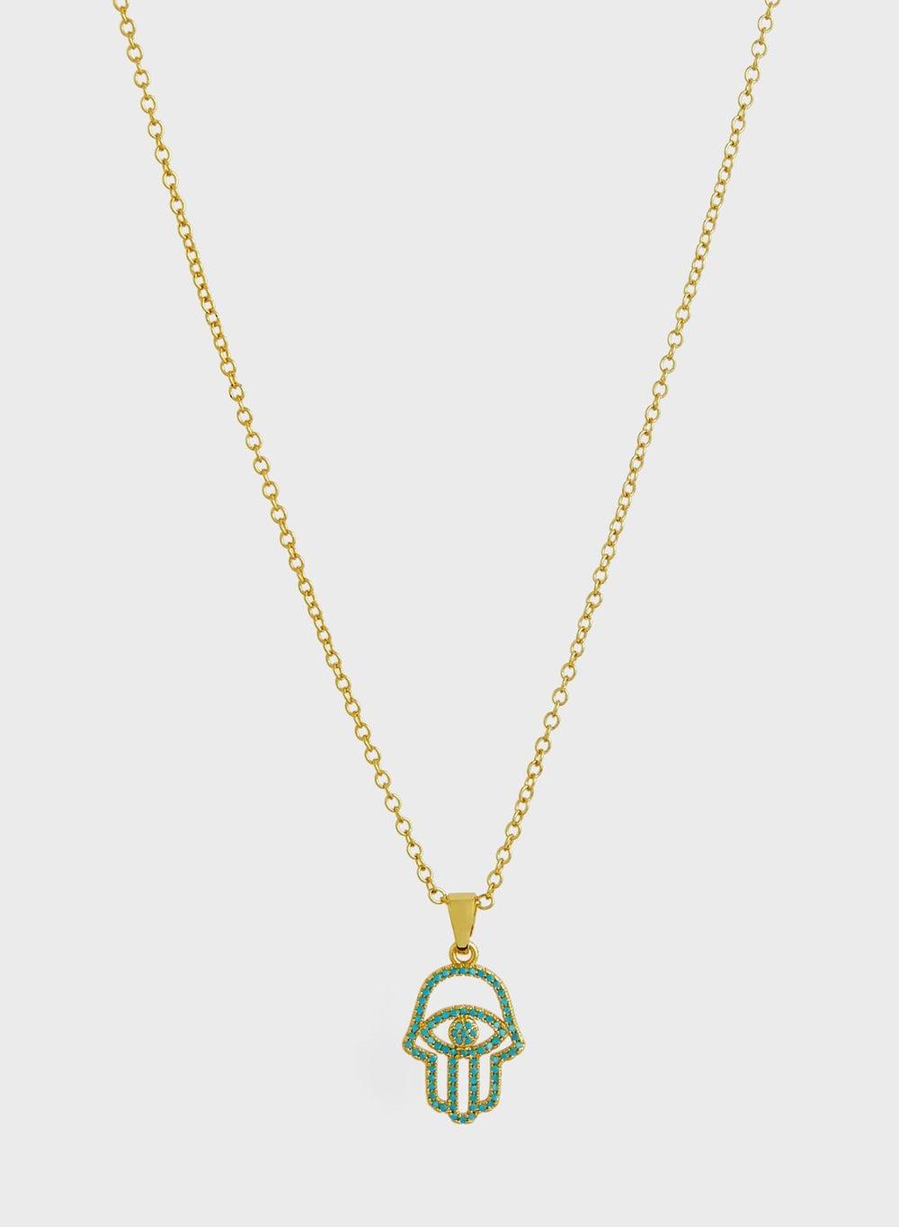Fashionbox Luxe 18k Gold-Plated Hamsa Necklace - Image 1