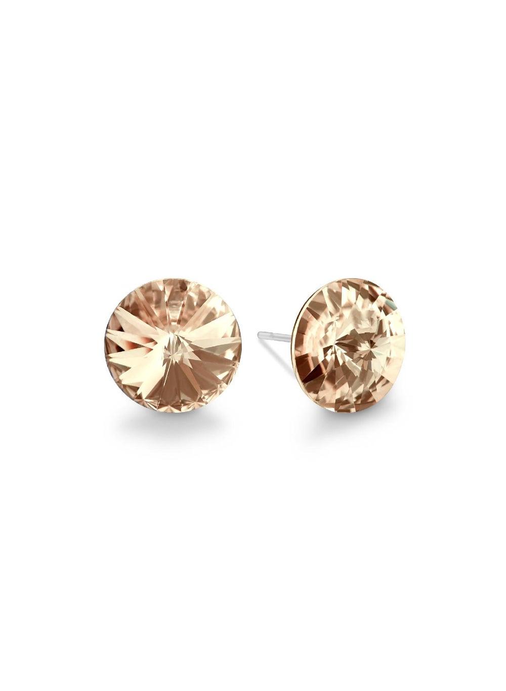 Seona ELLA Silk Beige Crystal Stud Earrings – Radiant Elegance - Image 1