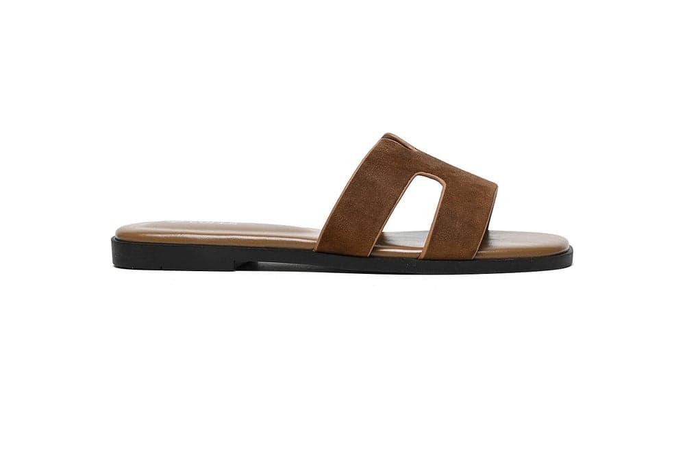 Elegant Coffee-Colored Ladies Slip-On Slides - Image 1