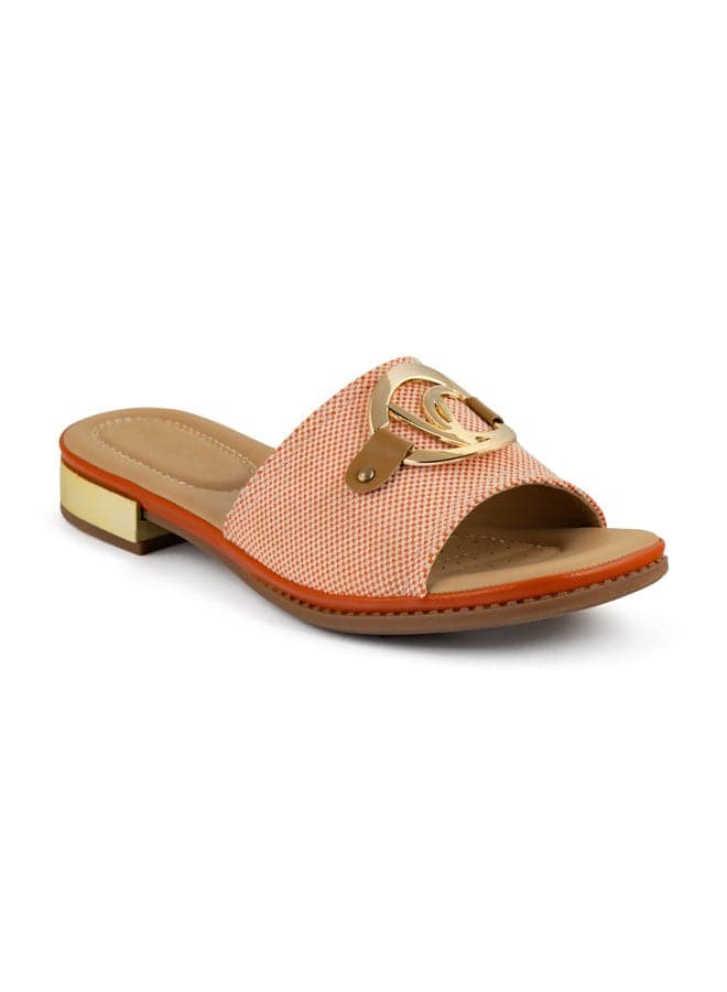 Elegant Vi20404441 Orange One-Strap Block Heel Mules - Image 1