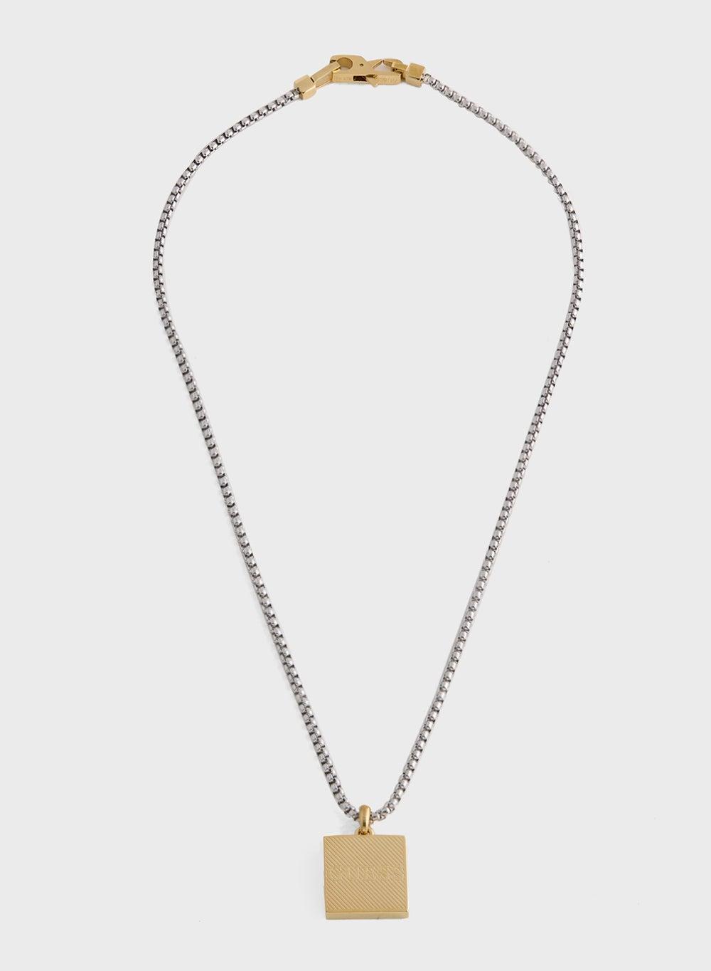 GUESS Squared Logo Stainless Steel Necklace for Men - Image 1