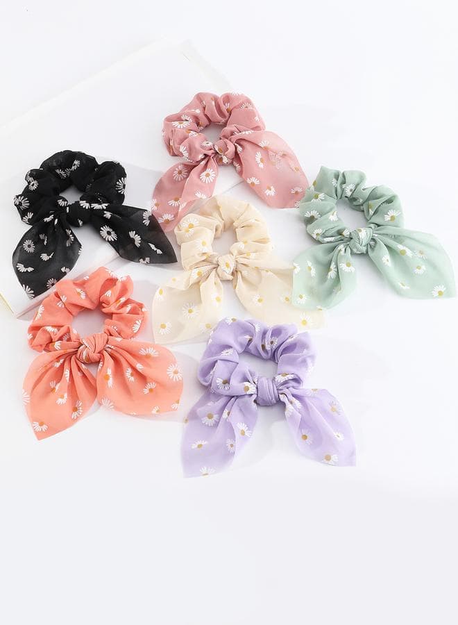 Floral Elegance Daisy Hair Tie Collection - Set of 6 - Image 1