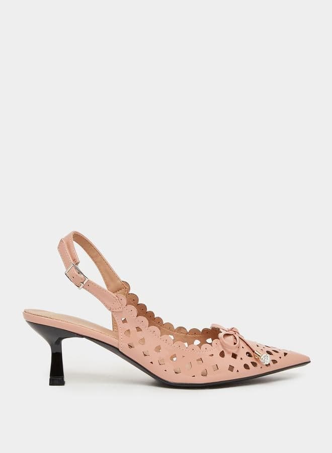 Elegant Styli Bow Slingback Pumps - 7011086828Pink - Image 1