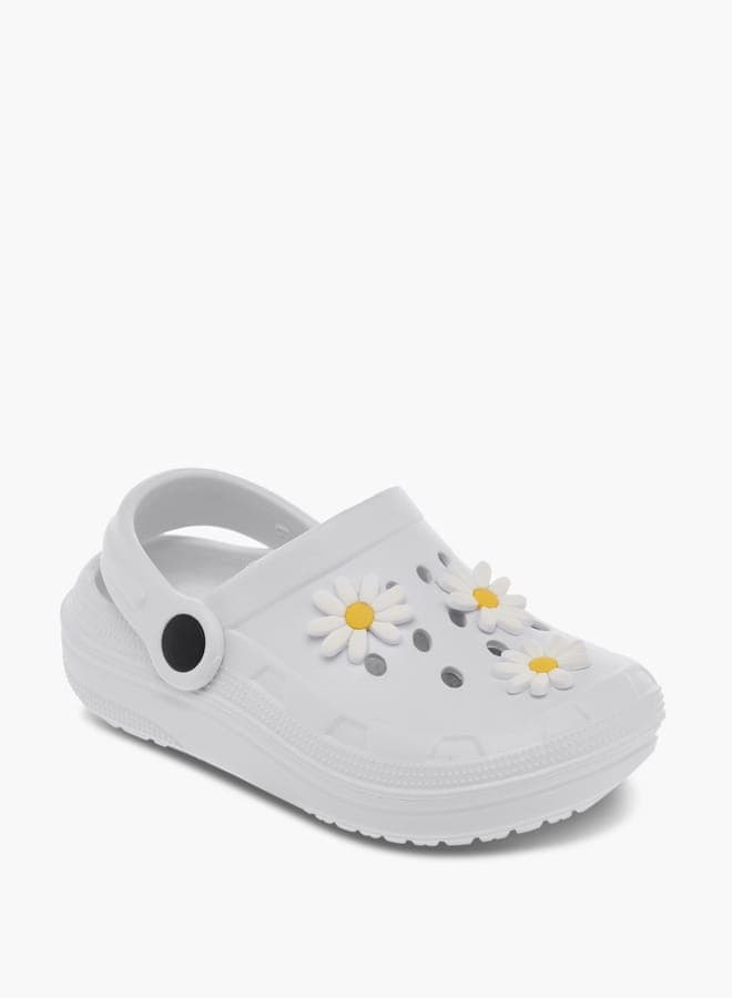 Elegant Floral Embossed Girls Clogs B979169Gwwhite - Image 1