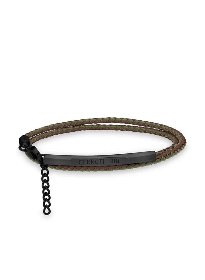 CERRUTI 1881 Sophisticated Grey Leather Gents Bracelet - Image 1