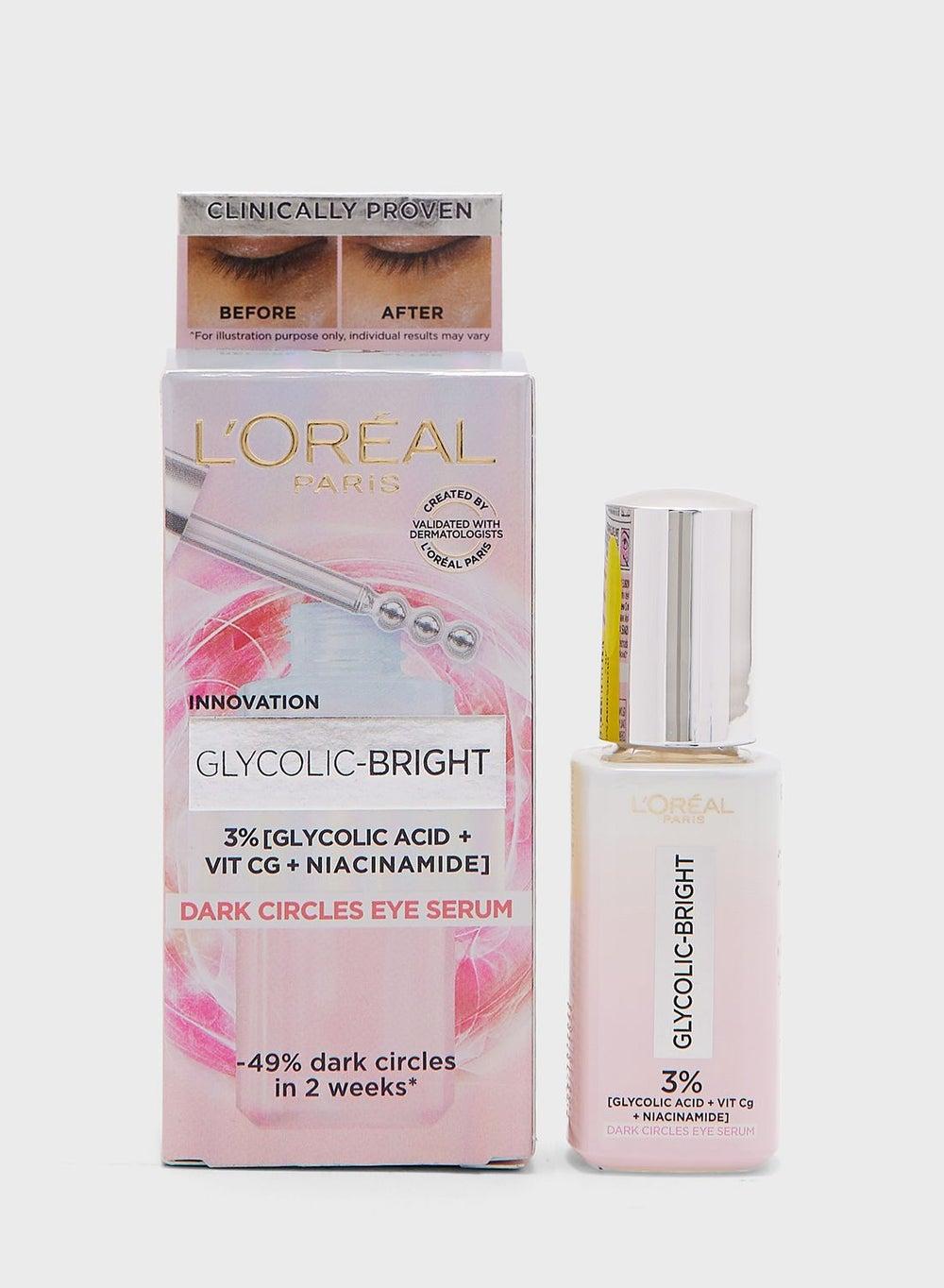 L'Oreal Paris 3% Glycolic-Bright Eye Radiance Serum - 20ml - Image 1
