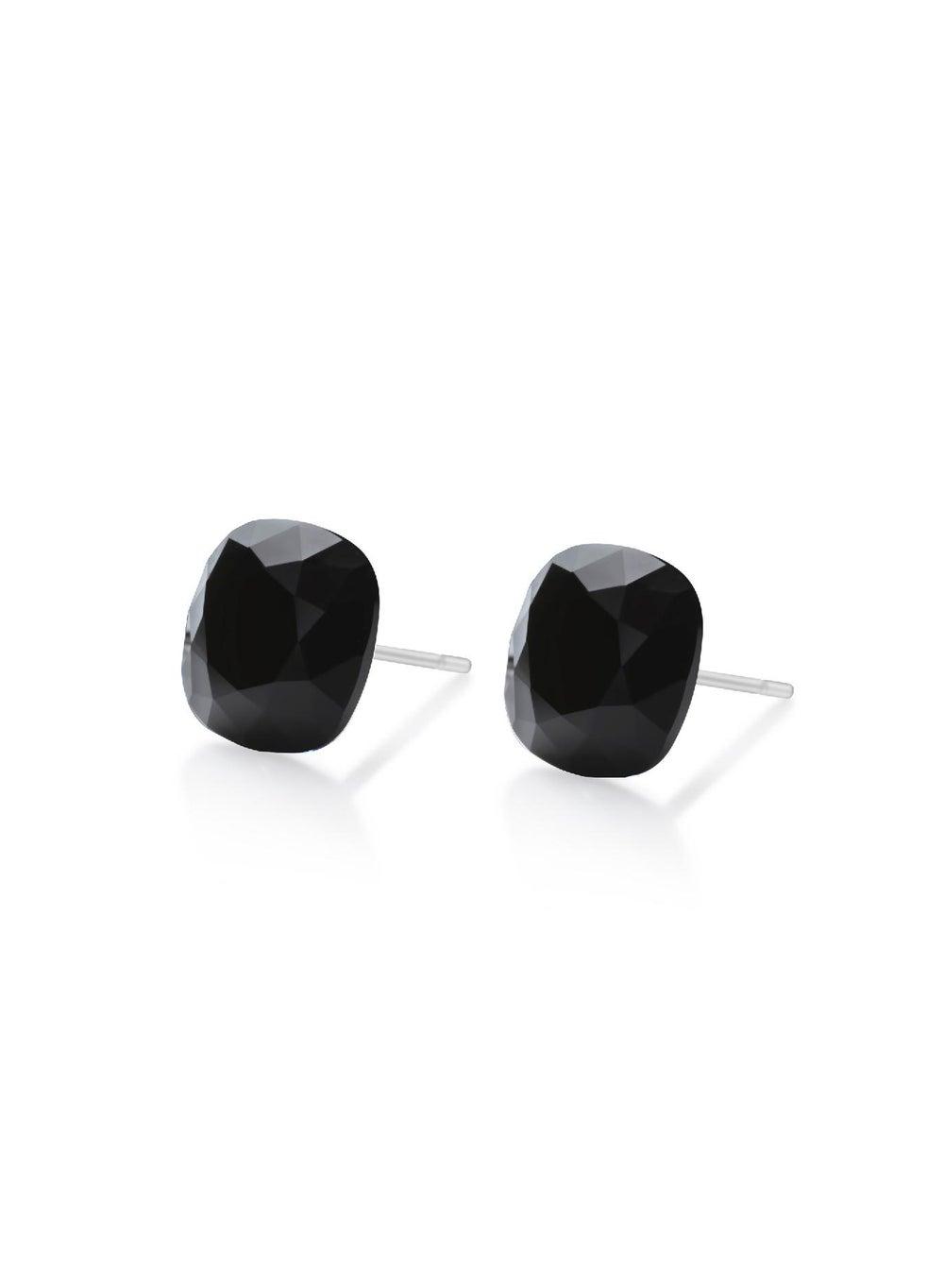 Seona SOPHIA Jet Black Crystal Stud Earrings - Elegant Minimalism - Image 1