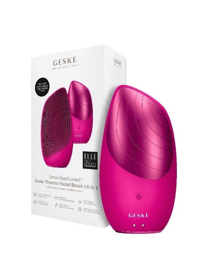 GESKE 6-in-1 Sonic Thermo Facial Brush | Magenta | Skin Rejuvenation - Image 1